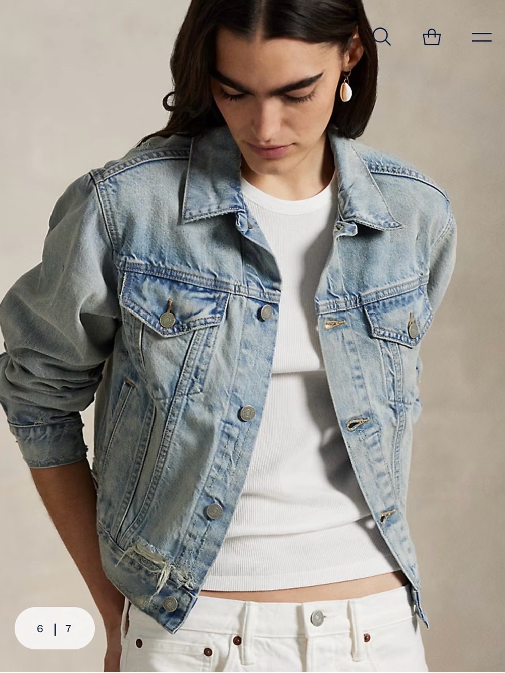 Ralph Lauren Lightweight Denim Jacket Size Small Distressed